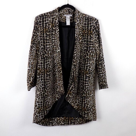 Alberto Makali Cardigan Leopard Print Open Front Blazer Size Large - Picture 1 of 3